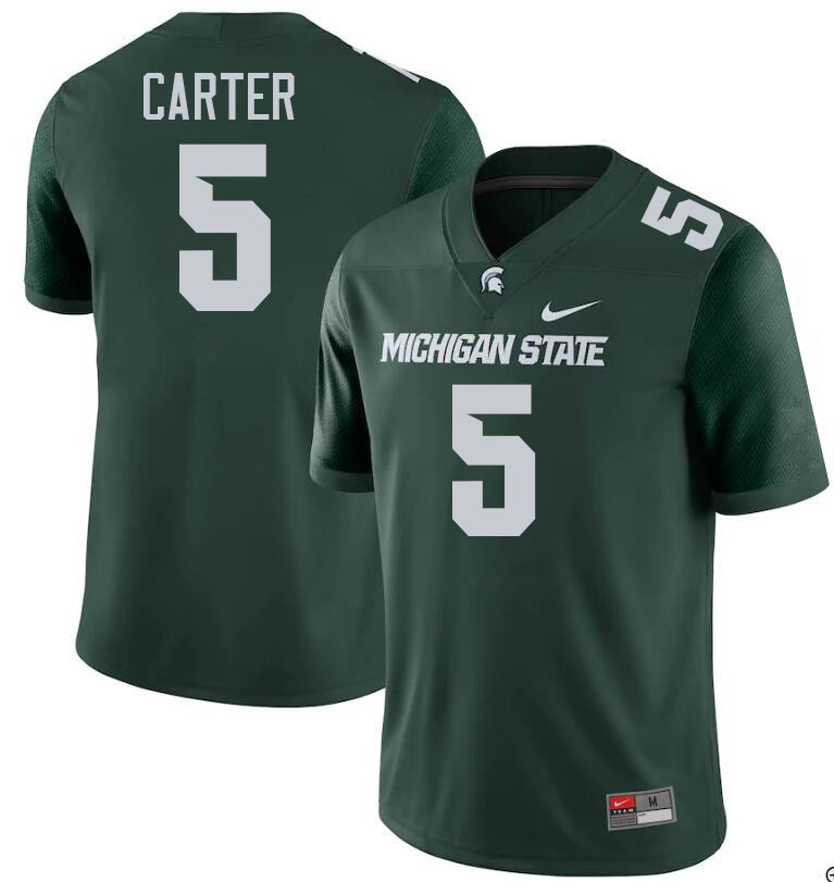 Men #5 Nate Carter Michigan State Spartans College Football Jersesys Stitched-Green